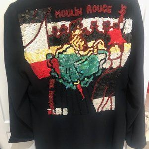 Stunning Black Jacket with Sequined Moulin Rouge design on back